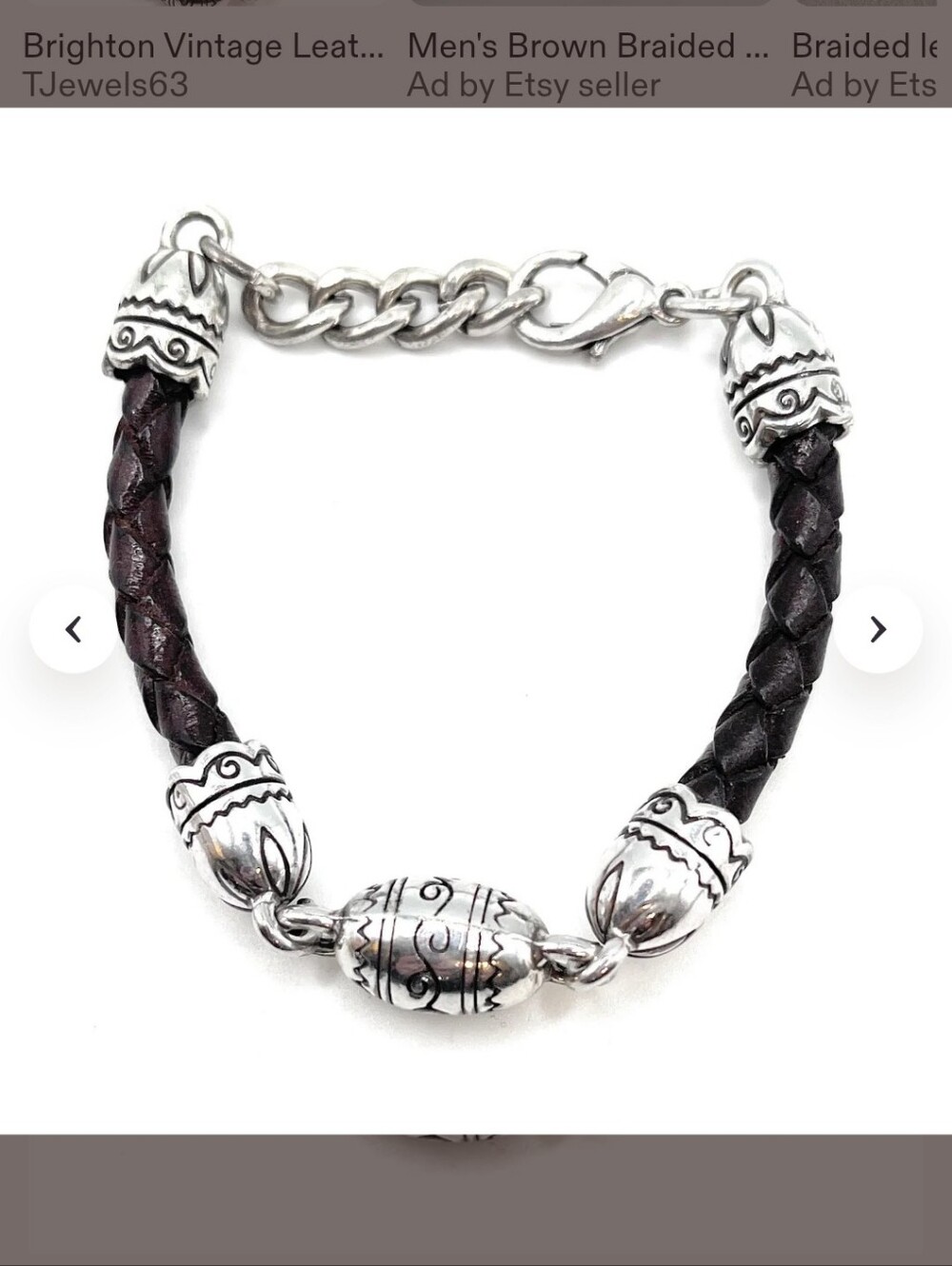 Brighton Black Braided Leather Bracelet with Silver Accents & Drop Earrings Set
